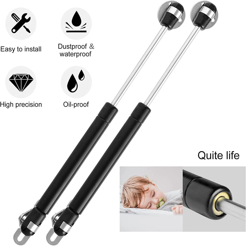 6 Pack 100N/22.5lb Gas Strut Gas Spring, 10.4in Gas Shock Lift Support, Gas Struts for Cabinets Heavy Lid Tool Box, Hydraulic Hood Shocks Chest Hings Absorber Soft Close Cabinet Door Damper 6 PCS-Black