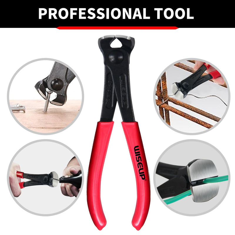 WISEUP Nail Puller, 6-inch Black Finish Chrome Vanadium Steel Carpenter's Pliers,End Cutting Pliers, for Staple Remover Tool or Flooring Installation Tools (6 inch) 6 inch