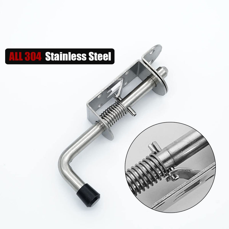JQK Spring Loaded Latch Pin, 304 Stainless Steel Barrel Bolt Thickened 2mm Door Lock, 5 Inch Brushed Finished(2 Pack), HSB300-P2 5Inch - 2Pack - NewNest Australia