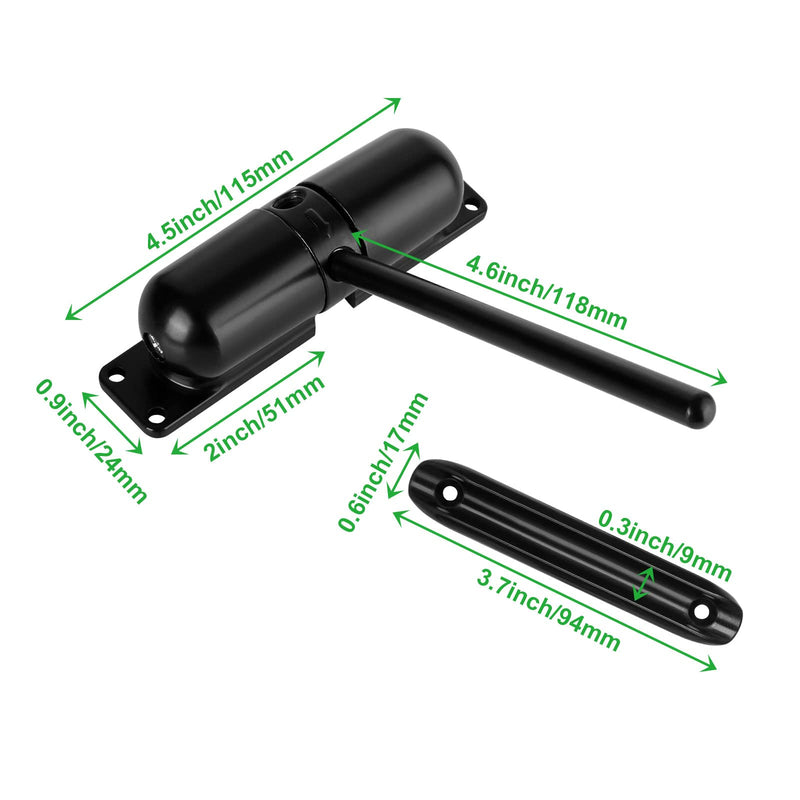 JMIATRY 2PCS Spring Door Closer Automatic Door Closer Residential Auto Doors Closers Black Soft Closing Screen Doors Closers for Home Self-Closing