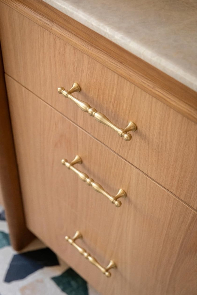 6 Pack Champagne Bronze Cabinet Pull 5" Hole Center Drawer Handle | 128mm Hole Center Heavy Duty Zinc Alloy Modern Hardware,Mid Century Drawer Pull, for Kitchen Cupboard Bathroom Vanity Dresser 5'' Hole Centers