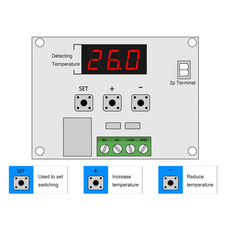 6PCS Temperature Controller Module XH-W1209 LCD Display Digital Thermostat Module with Waterproof NTC Probe -50~110℃ DC 12V Electronic Temp Control Module Switch W1209+Case 6PCS