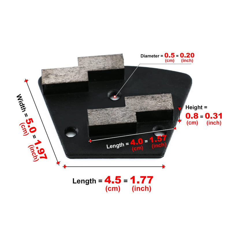 3Pcs Trapezoid Concrete Floor Grinder Grinding Pad Concrete Grinder Polisher Metal(100 Grit) 100 Grit