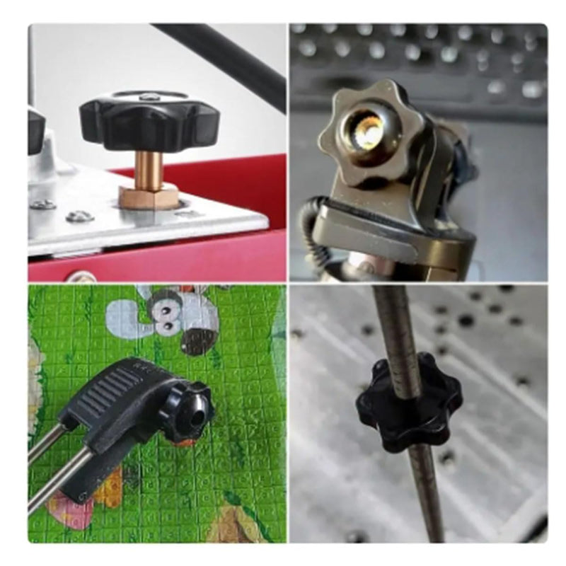 T Track Knobs Six-Star Thru Knobs 1/4”-20 Hole Knobs for Sawing Machine Drilling Machine Lathe Fixed Length Fixture -6PCS