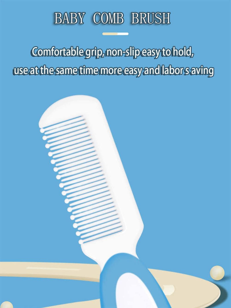 Baby Hair Brush &Silicone Baby Cradle Cap Brush Set, for Newborns & Toddlers-Natural Soft Goat Bristles-Ideal for Cradle Cap-Perfect Baby Registry Gift (Blue) Blue - NewNest Australia