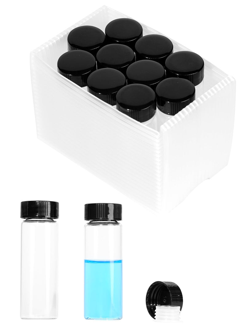 30ml Clear Small Glass Vials with Screw Caps, Small Vials for Essential Oil, Leak-Proof Sample Vials with Lids(10pcs) 30ml-10pcs Black Screw Cap