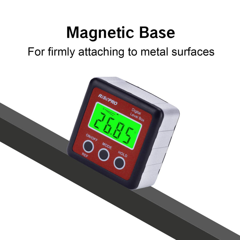 Digital Level Box Angle Gauge Protractor Inclinometer Bevel Box with Magnet Base & Large LCD Backlight, Calculating for Carpentry, Building, Masonry, Automobile Red