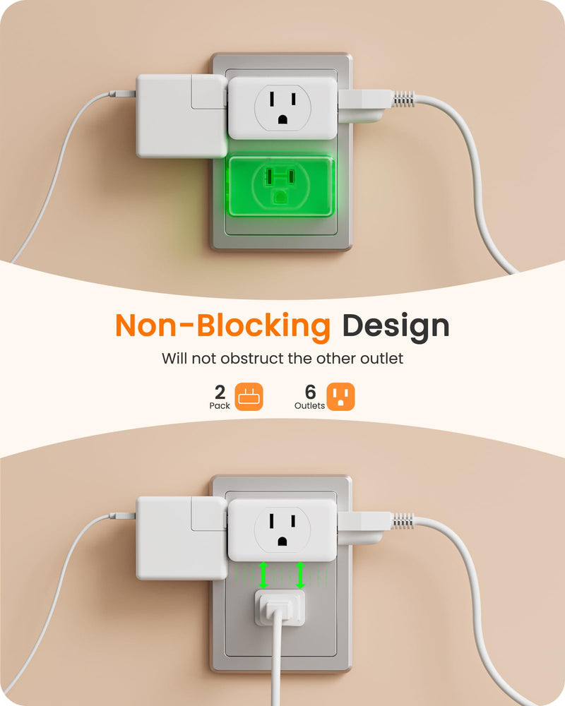 LENCENT 3 Prong to 2 Prong Adapter, Plug Extender, Wall Plug Splitter with 3 AC Outlets, Travel Power Adaptor for US to Japan Japanese Philippines-Type A, Cruise Ship Approved, 1875W Max, 2 Pack 2 Packs