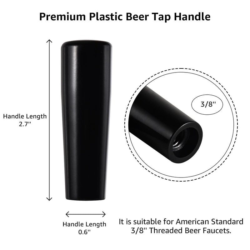 12 PCS Beer Tap Handle - Black Plastic Keg Tap Handle Short, Bar Draft Beer Kegerator Tap Faucet Handles Fit for Standard American Thread Beer Faucet 12pcs