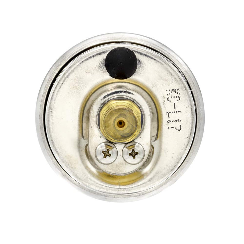 PIC Gauges 202L-158F Center Back Mount Glycerine Filled Pressure Gauge w/ SS Case/Bezel, Brass Internals, PC Lens, 1.5" Dial, 0/160 psi Range, 1/8" Male NPT 0 - 160 PSI