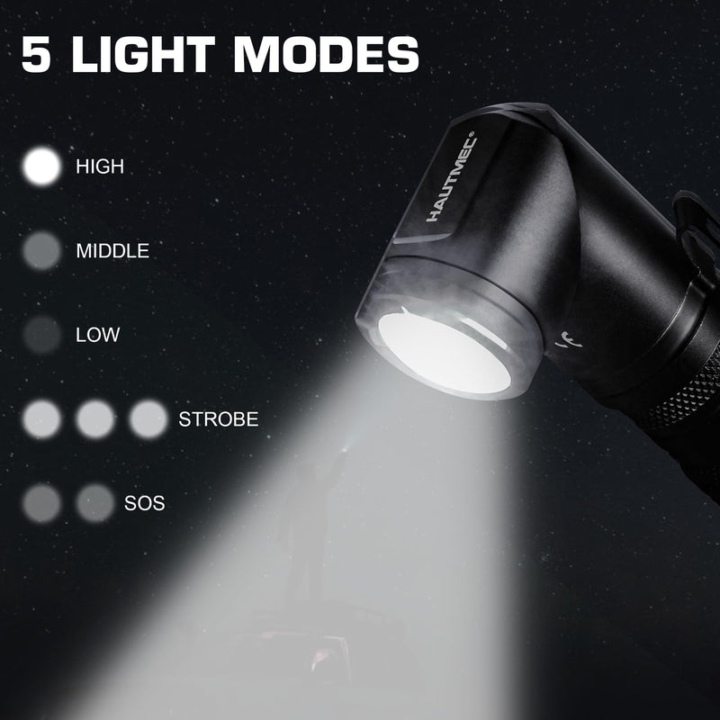 HAUTMEC 1400 Lumen Rechargeable Flashlights LED EDC Flashlight with 90 Degree Flashlight Swivel Head 5 Modes Pocket Flashlights Magnetic Base for Camping, Working, Outdoor, Hiking, Emergency Pro Swivel Flashlights