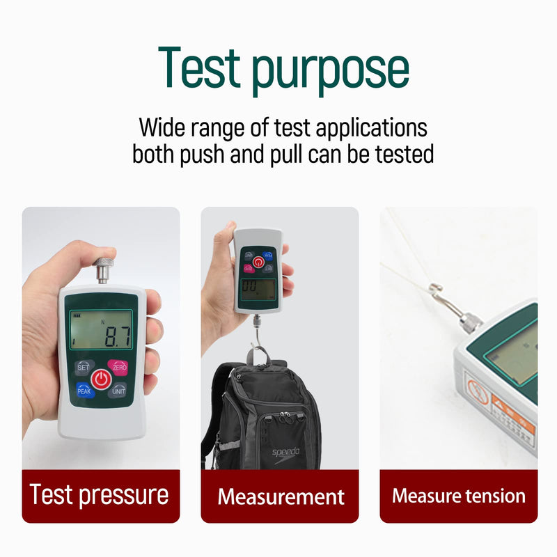 50N Digital Force Gauge Push and Pull Tester Meter with 4 Measurement Units N Kg Lb Oz, Automatic Backlight, Buzzer Alarm Function,1% Accuracy 50N
