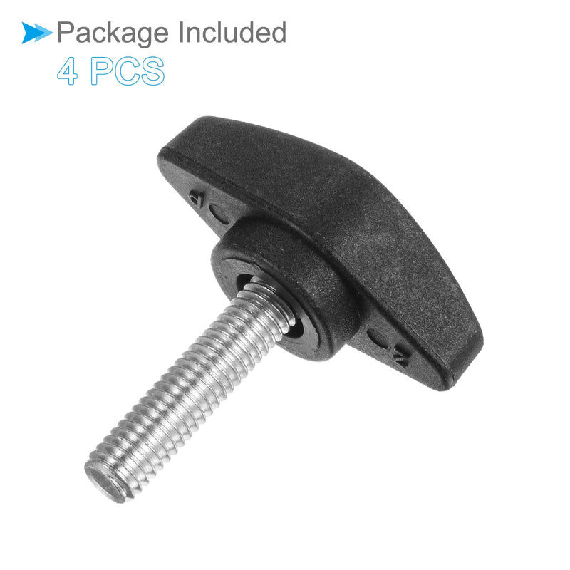 Tee Wing Knobs Thumb Screw, M6 x 25mm Male Thread, Plastic T Thumb Clamping Screw Threaded Stud Hand Knobs Grip, (Applications: for Machinery Lathes), 4-Pieces