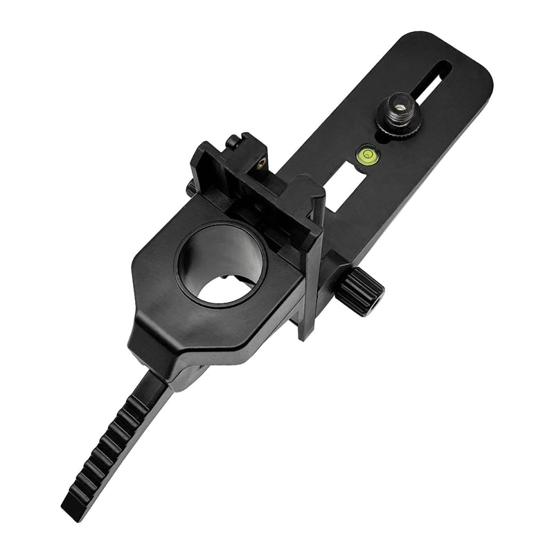 Mounting Bracket Clamp with 1/4"-20 Male Thread and 5/8"-11 Adapter, Adjustable Laser Level Pole Clamp with Bubble Level for Rotary and Line Lasers, Heavy-Duty Bracket for Telescoping Poles