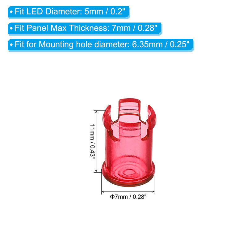 PATIKIL 5mm Emitting Diode Holder, 30 Pack LED Holder Clip Mounting Bracket Socket Cap for Lamp Bulb Bezel Mount Panel LED Display, Red