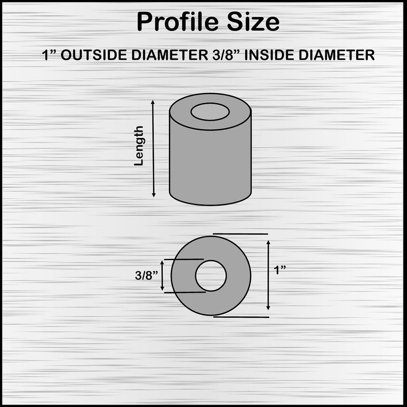 Aluminum Spacer 1" OD x 3/8" ID x Choose Your Length, Round Spacer Unthreaded Standoff Bushing Plain Finish, Fits Screws Bolt 3/8" or M10 by Metal Spacers Online (1" Length, 10 Pack) 1" Length