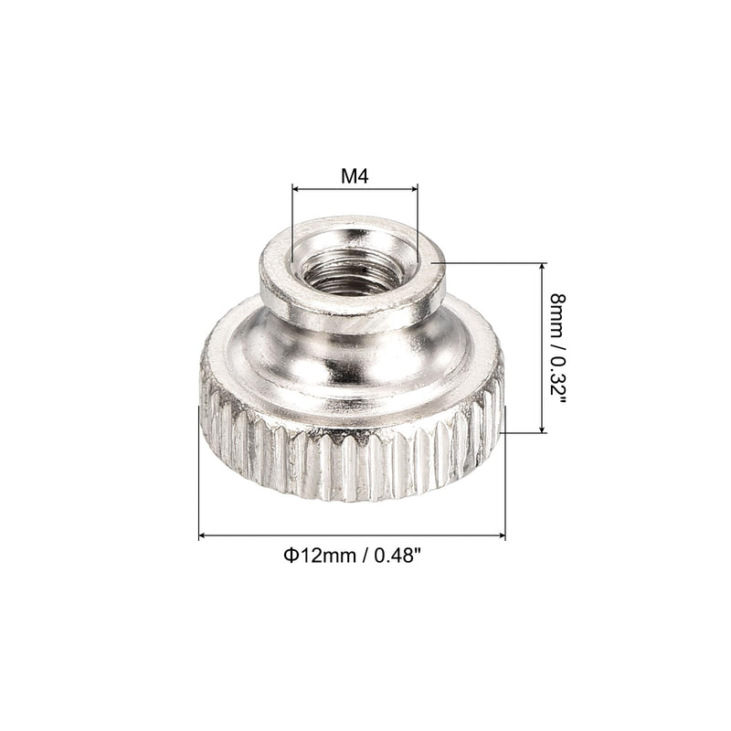 uxcell Knurled Thumb Nut, 25Pcs M4x0.7mm Iron Round Knobs Fasteners for 3D Printer Parts, Silver Tone M4 25