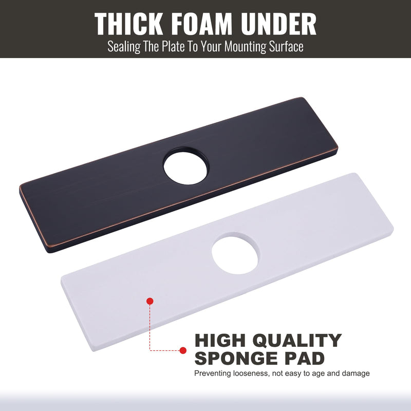 10" Sink Faucet Hole Cover Deck Plate for Bathroom & Kitchen Vanity Sink, Faucet Oil Rubbed Bronze Escutcheon Plate Stainless Steel Outside Faucet Cover Cap Rectangle Mixer Tap Right Angle