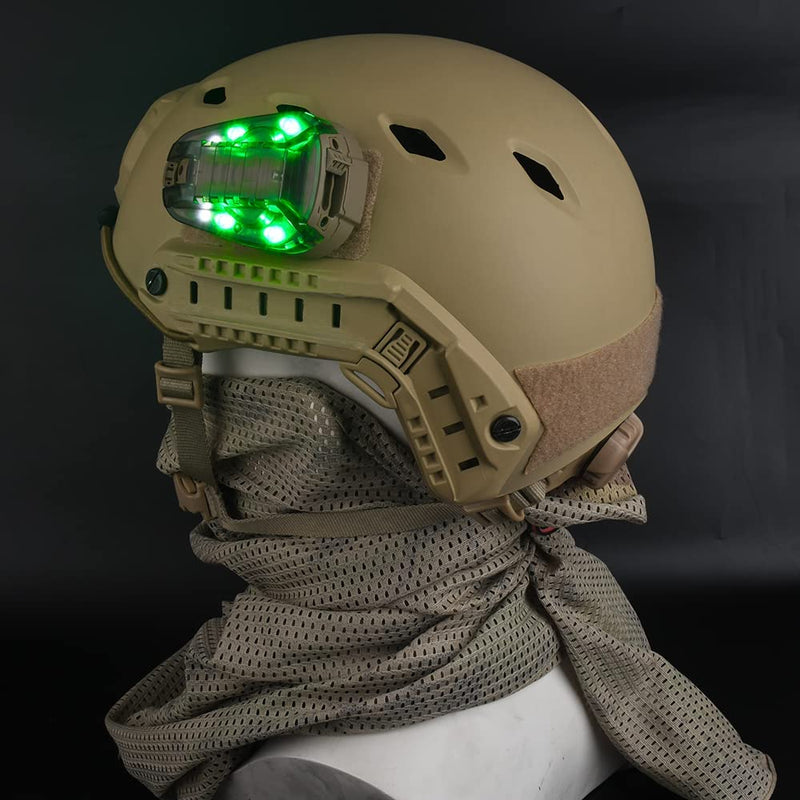 NOBUHIRO Tactical Helmet Light Military Identification Light, Optional 4 Modes Visible LED + IR Constant-on/Strobe Waterproof Ladybird Lamp Survival Signal Light for Outdoor Sports WD03001-DE-GREEN