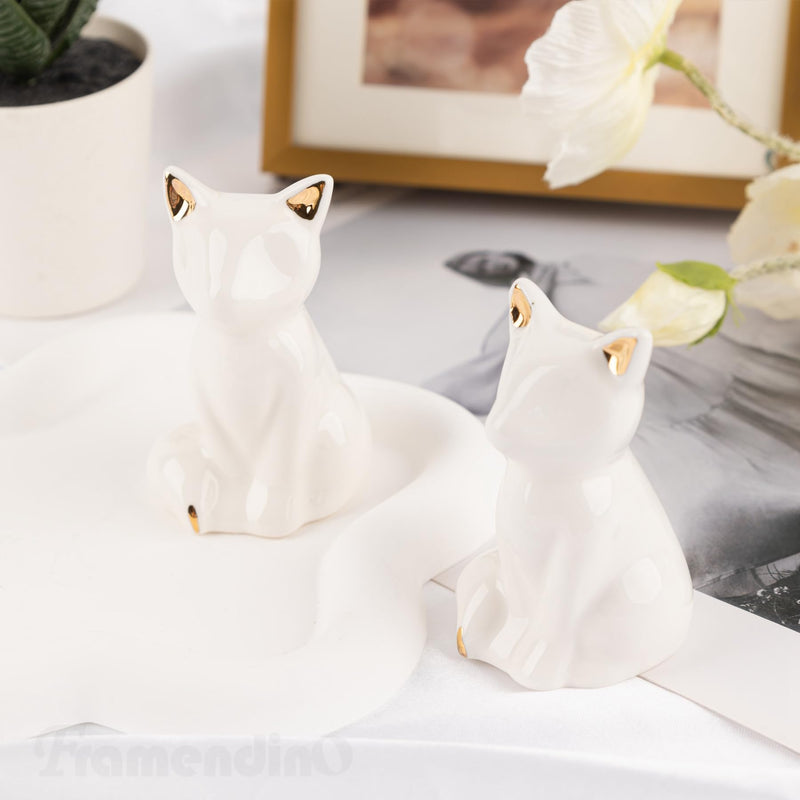 Framendino, 2 Pack Ceramic Toilet Bolt Caps Lovely Cat Decorative Bowl Covers White Cap