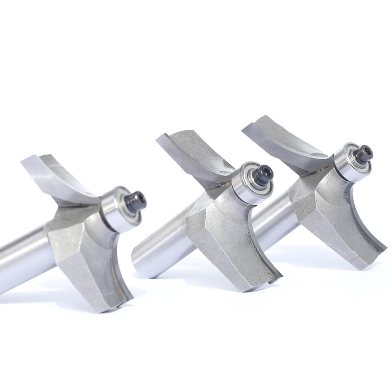 3Pcs Table Edge and Handrail Router Bit,1/2 Inch Shank, Cutting Depth 3/4",7/8",1" Thumbnail Edge Cutters, Carbide Tipped 2 Flute, for Table Wood Profiling,Molding,Edging 3 Pcs Thumbnail (1/2" x 2"-2-1/2")