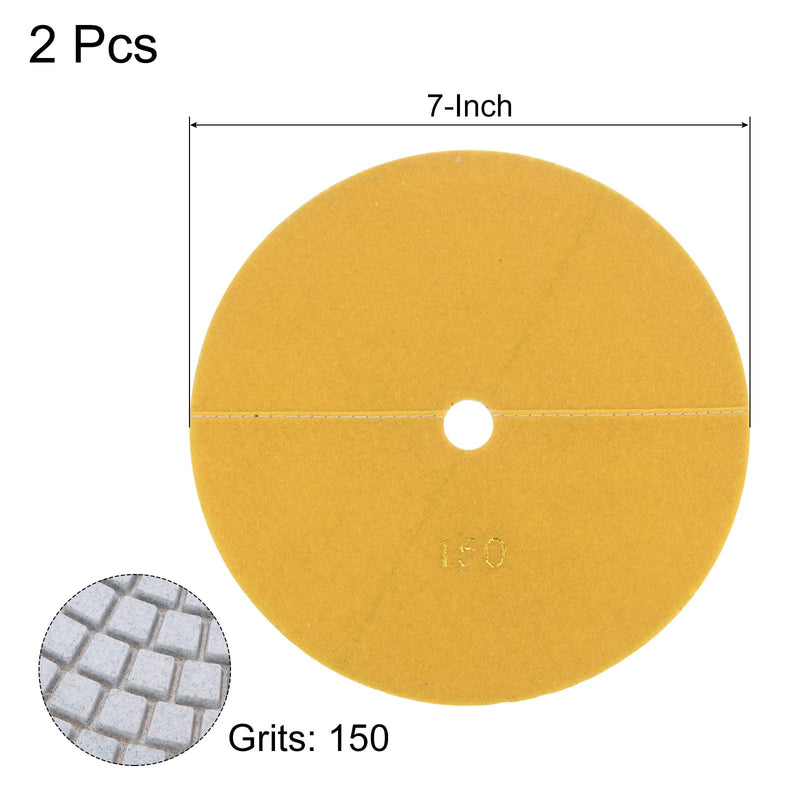 uxcell Diamond Polishing Pad 7-Inch 150 Grits Wet/Dry Grinding for Stone Concrete Marble Countertop Floor 2pcs