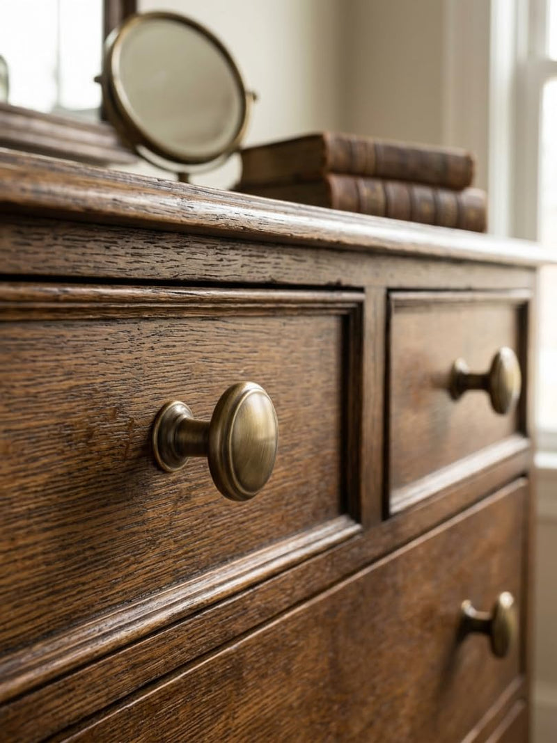 Goo-Ki 6 Pack Cabinet Knobs Brass Bronze Drawer Knobs Zinc Alloy Kitchen Hardware - Brushed Bronze Single Hole/Screw Bar Cabinet Pulls Dresser Handles