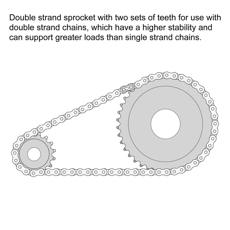 uxcell 12 Tooth #25 Chain Roller Sprocket, Double Strand 1/4" Pitch, 8mm Bore Black Oxide C45 Carbon Steel for ISO 04C Chains