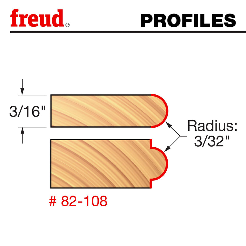 Freud 82-108: 3/32" Radius Half Round Bit with 1/2" Shank