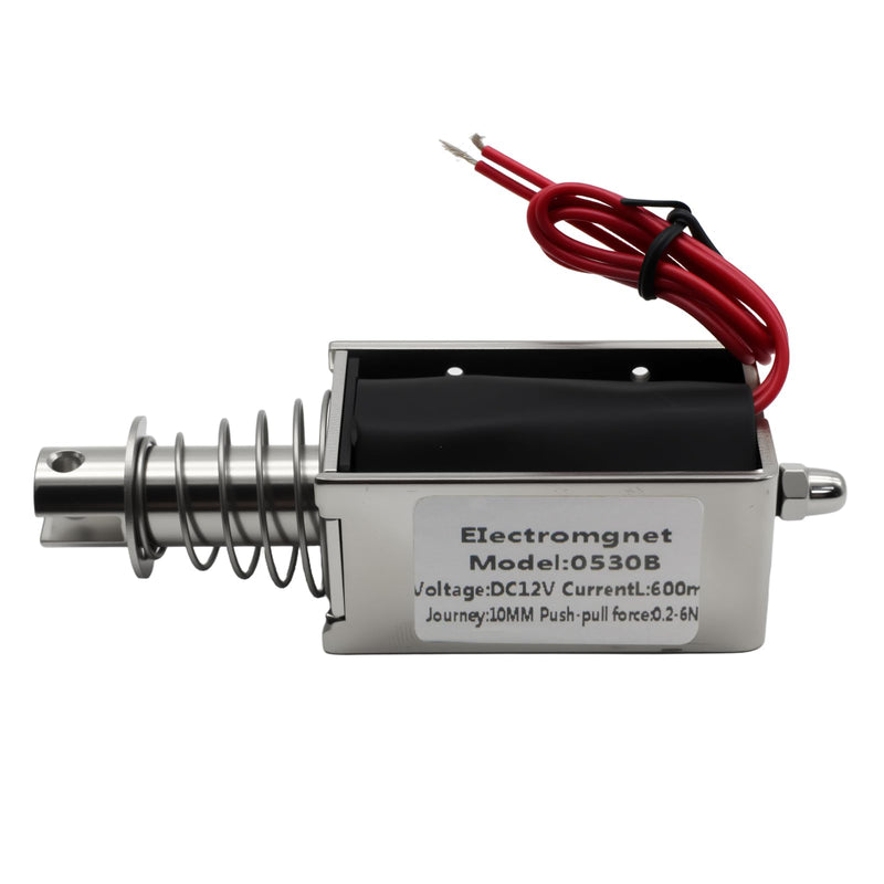 DC12V 600mA Push Pull Solenoid, 6N, 10mm Linear Solenoid, Open Frame Type Solenoid Electromagnet, Solenoid Actuator in Automatic Switch Control 0530B-12V