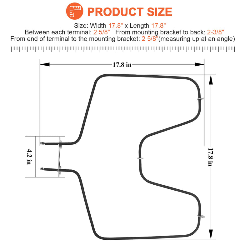 Beaquicy WB44K10005 Oven Bake Element - wb44k10001 Suitable for GE Hotpoint Americana Oven model rb526h3ww,rb757bh1wh,rb787wh1ww,rb787ch2cc,jbs03h2wh,36291114101,abs200p1ww, jd14y1dc,etc.