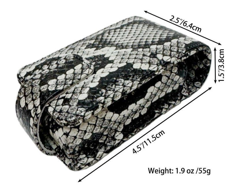 AgentMoon Luxury Handheld Lipstick Pouch with Mirror,Genuine Leather Lip Balm Case with Clamshell Magnetic Hidden Clasp,Exquisite Travel Makeup Lipstick Case. (Snake Skin Pattern) 10 - Snake Skin Pattern