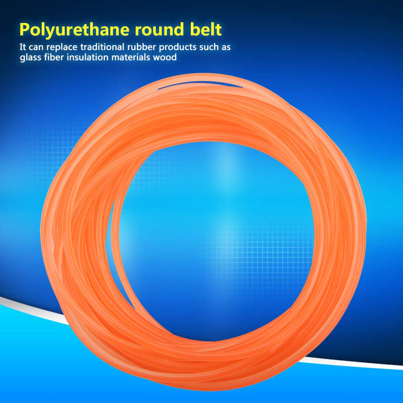 High Performance Round Belting, PU Belt Polyurethane Round Belt for Drive Orange (4mmx10m) 4mmx10m