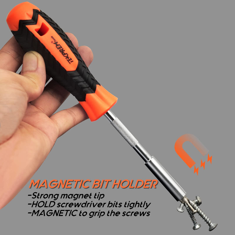 Torx Bit Set with 1/4 inch Magnetic Bit Driver,TEKPREM 13-Piece Security Torx Screwdriver Bit Set with 1 inch T4 T5 T6 T7 T8 T9 T10 T15 T20 T25 T27 T30 T40 Tamper Resistant Torx Bits Set 1" Long Torx Bits