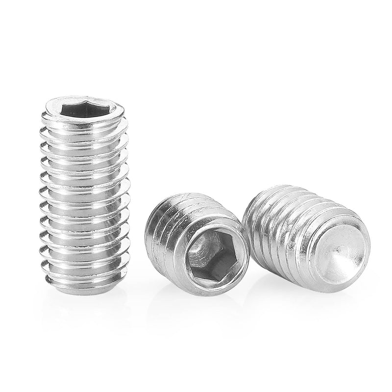 #10-24 x 1/4" Hex Allen Head Socket Set Screws Grub Screw Bolts, 304 Stainless Steel Internal Hex Drive Cup-Point Screws with Hex Wrenches, 50 PCS #10-24 x 1/4"