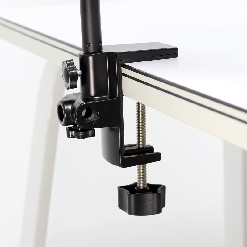 RTNLIT Desk Lamp Clamp, 1/2 inches 4 Hole Metal Table Mounting Clamp, Universal C Clamp for Magnifying Light/Microphone/Boom Scissor Arm, Fits up to 2-1/2 inches Desktop Thickness(Black)