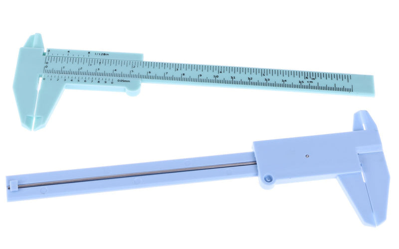 Penta Angel 3Pcs Plastic Caliper Inch/Metric 6Inch 150mm Mini Caliper Double Scale Ruler Measuring Tool for Student (White and Blue and Green)