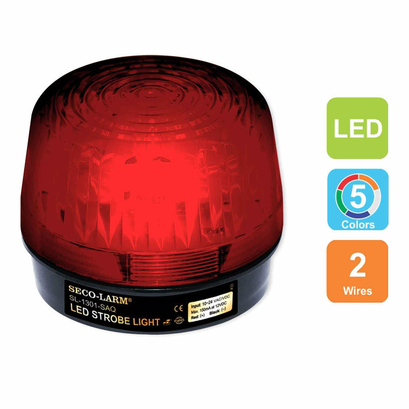 Seco-Larm Enforcer LED Strobe Light with Built-in Programmable Siren, Red (SL-1301-SAQ/R)