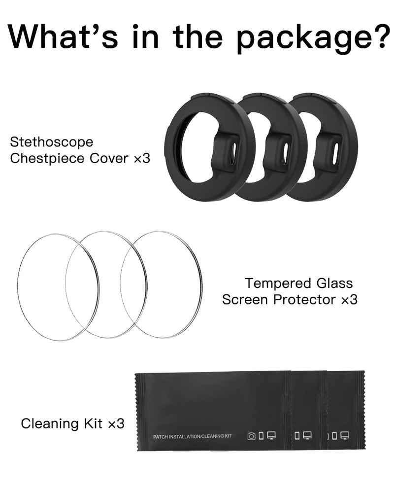 Protection Kit for EKO CORE 500™ Digital Stethoscope - (3-Pack) Silicone Chestpiece Covers & (3-Pack) 2.5D Tempered Glass Screen Protectors - 9H Hardness for All-Around Protection