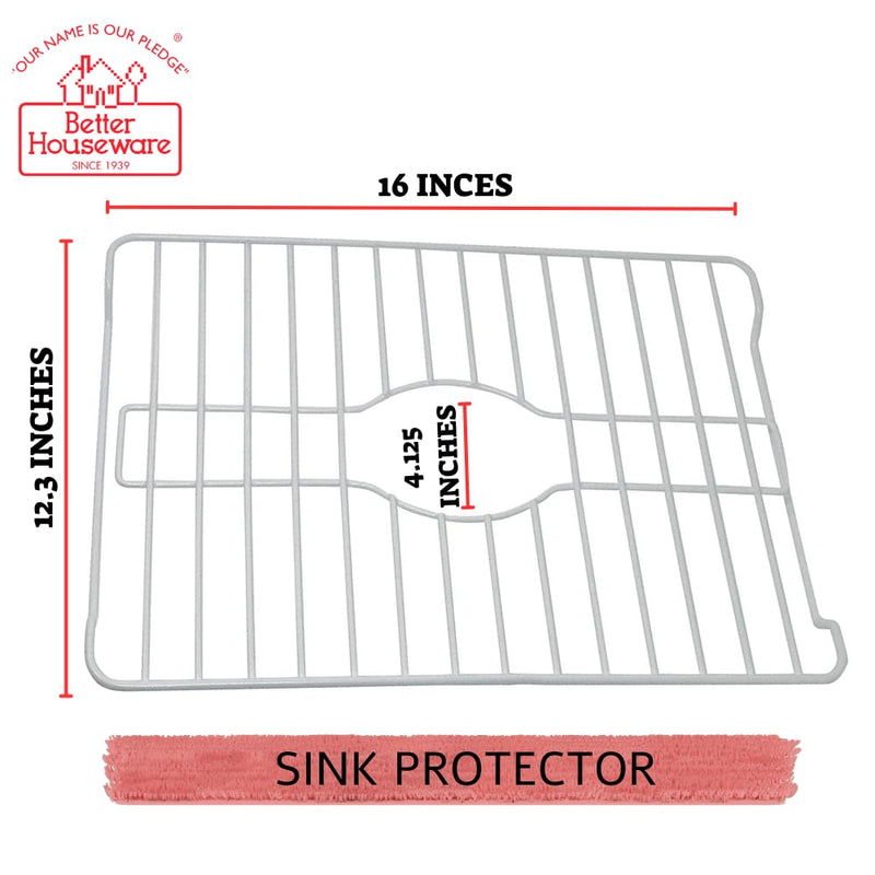 Better Houseware Sink Protector Prevents Scratches Sink Rack for Bottom of Sink White Sink Mat Sink Protectors for Kitchen Sink Metal 16x12.3x1 16 x 12.3 x 1