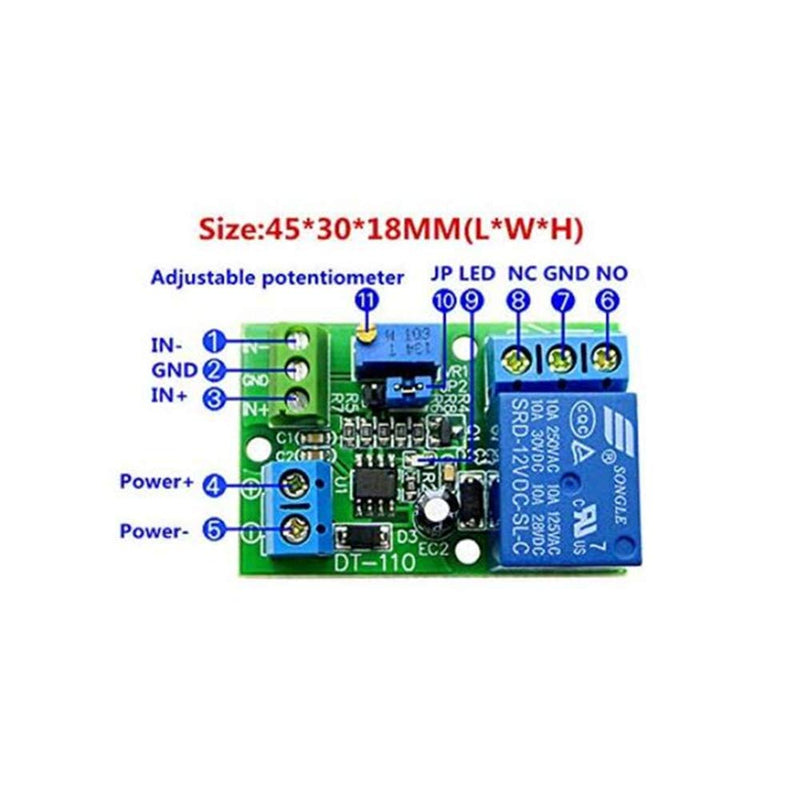 Taidacent LM393 Voltage Comparator Relay Module 1 Channel / 1CH 5V/12V/24V Volt Comparison Board Stable Perfect (5V)