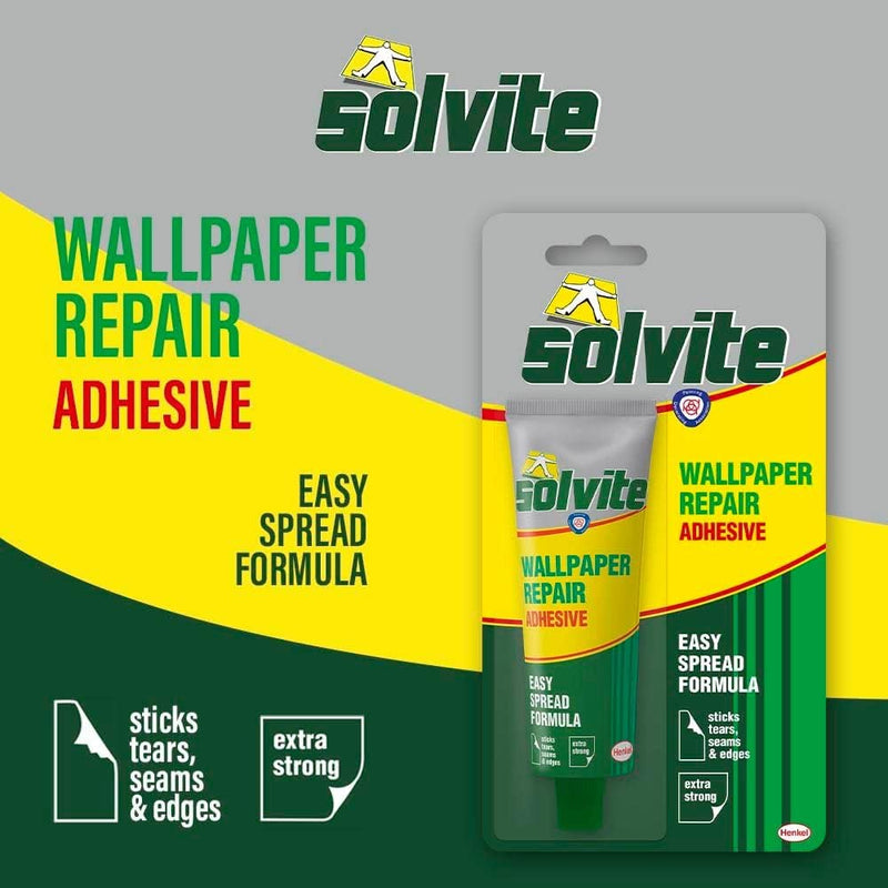 Wallpaper Repair Adhesive, Wallpaper Paste for Fixing Tears, Seams & Edges, Extra-Strong Glue for Seam Repair, Easy-Spread Wallpaper Glue, 1x56g Green/ Yellow