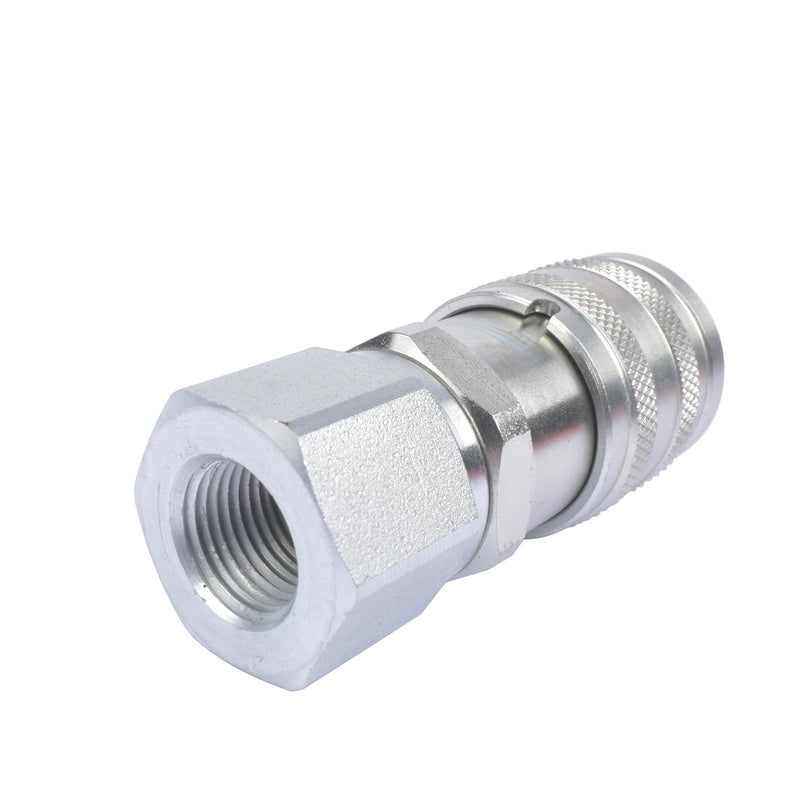 GELUOXI 3/8" Flat Face Hydraulic Quick Connect Coupler Coupling Set w/Dust Caps, 3/8" Body 3/8" NPT Thread