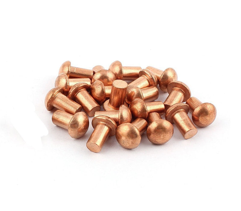 50 Pcs Copper Solid Rivets 1/4 Diameter 5/16 L Shank Copper Round Head Fasteners,M6x8 (Pack of 2) M6x8mm (Pack of 2)