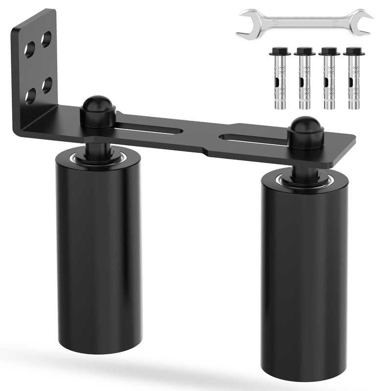 Sliding Gate Guide Rollers & Hardware Kit – Heavy Duty 6" Adjustable Nylon Wheels, Rust-Proof L-Bracket for Sliding Gates, Wood, or Garage Doors (Black-1pc, 6in) Black-1pc
