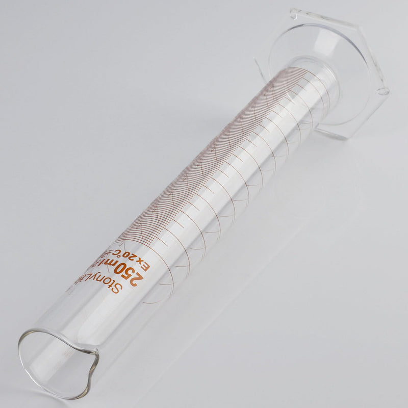 stonylab Graduated Cylinder, 2-Pack B Grade Borosilicate Glass Cylinder with Stable Hexagonal Base, 250 ml