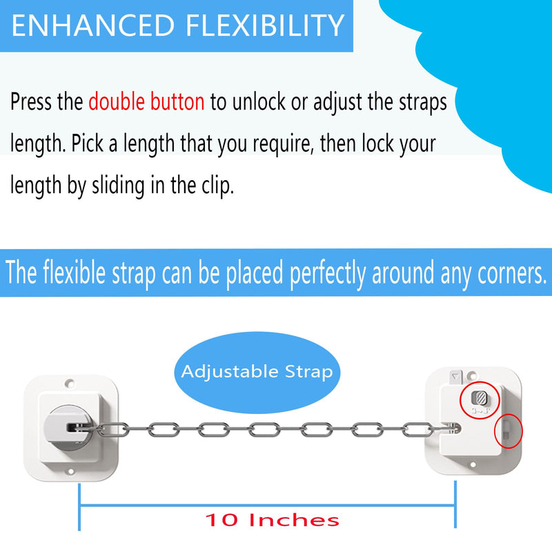 YEYA Cat Door Latch & Stopper-Adjustable Strap from 1.5" to 10", 2-Pack Door Holder & Prop to Keep Door Open for Cats, No Tools Required White 2 Pack