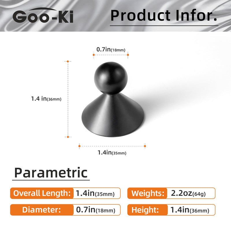 Goo-Ki Black Cabinet Knobs for Drawer Kitchen Zinc Alloy Hardware, 6pack Matte Black Single Hole/Screw Pulls Modern Cute Handles 6