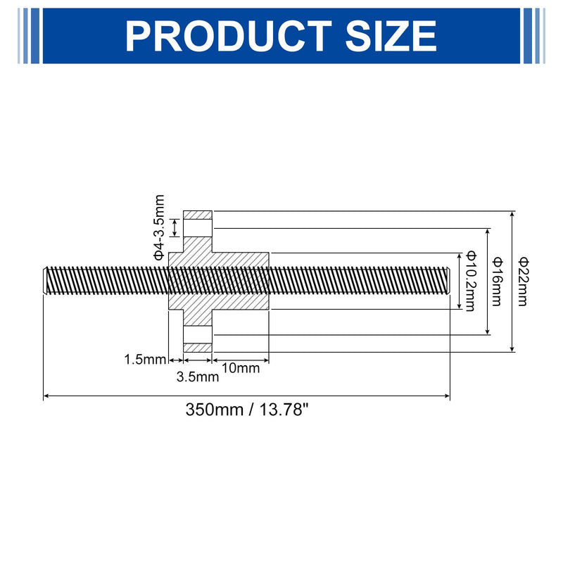 uxcell 1Pcs 350mm Tr8x8 Lead Screw with Brass Nut (Acme Thread, 2mm Pitch, 4 Starts, 8mm Lead), Stainless Steel 304 Screw Bar Printer Upgrade Parts with Plastic Packaging Tube, Silver