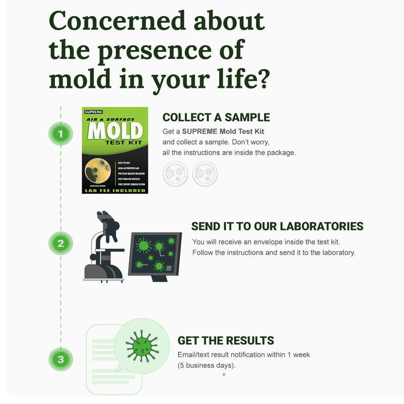 Supreme - DIY Mold Test Kit for Home Air Quality - Air and Surface Mold Testing - Pre-Paid Return Mailer and Expert Mold Consultation - Includes Professional Lab Analysis SP109